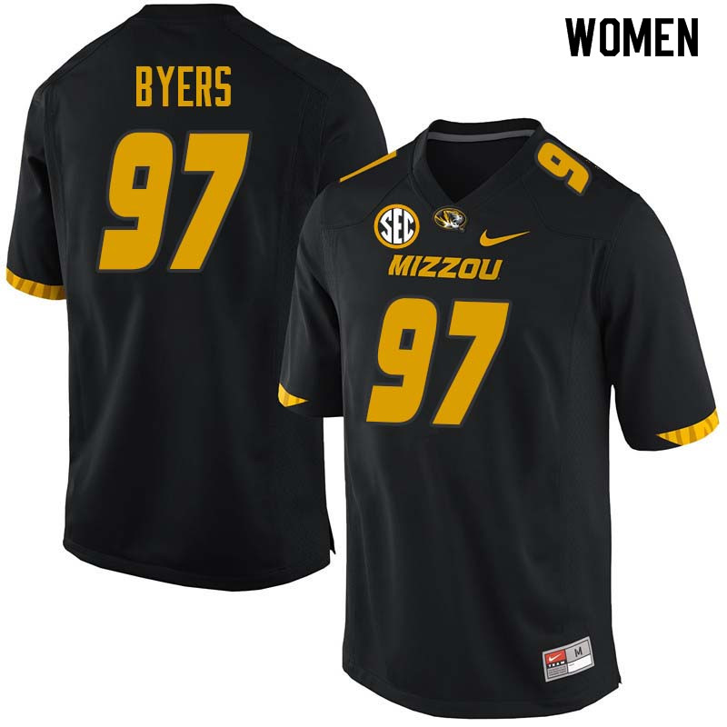 Women #97 Akial Byers Missouri Tigers College Football Jerseys Sale-Black